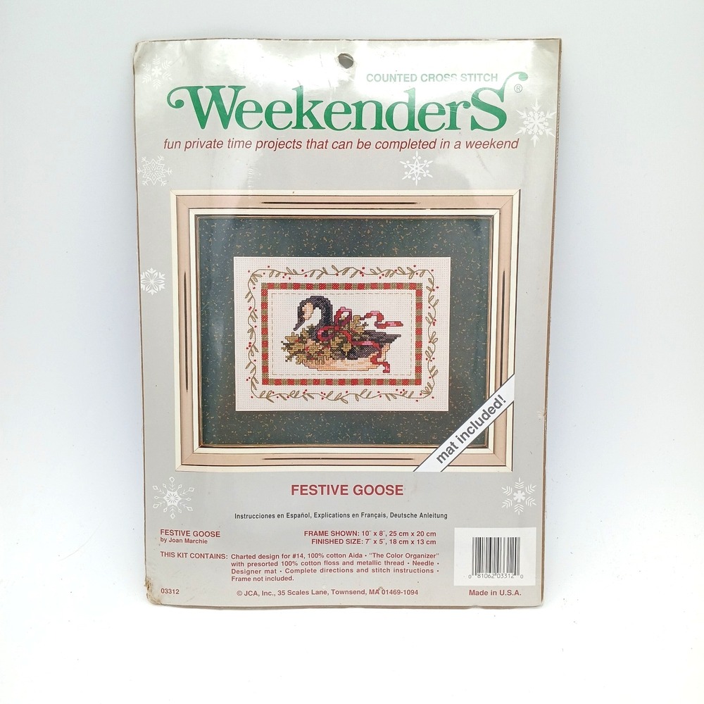 JCA Cross Stitch Kit, Weekenders, Festive Goose by Joan Marchie, NIP